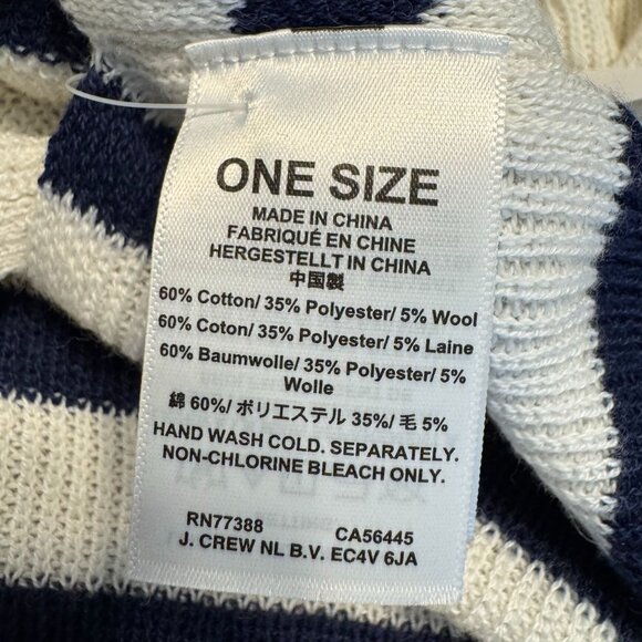 J Crew Poncho One Size NEW Navy Striped Wool Blend Coastal Old Money Preppy - Picture 5 of 8